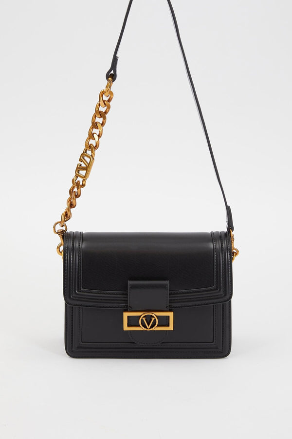 Siyah Deri Zincir Askılı Omuz Çantası - Görsel 2