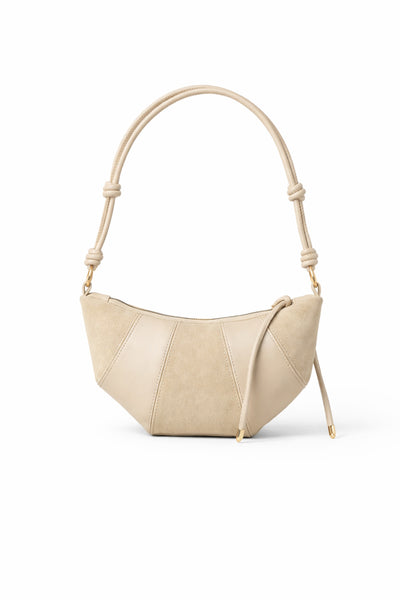 Kahve Süet Deri garni kuruvasan model spor el ve omuz çantası KSCH-4078 - Vizon