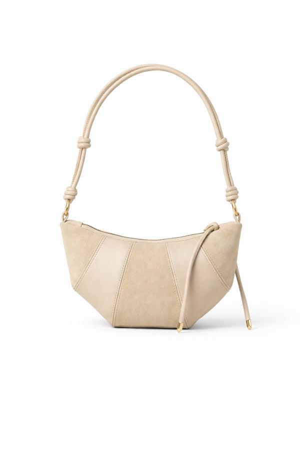 Kahve Süet Deri garni kuruvasan model spor el ve omuz çantası KSCH-4078