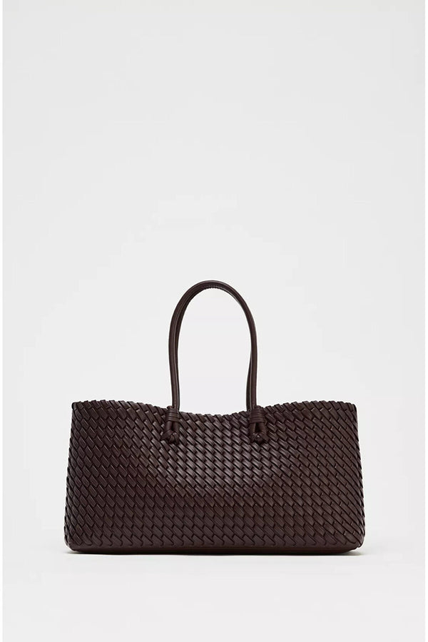 Kadın Tote Çanta siyah Örgülü siyah süet çanta