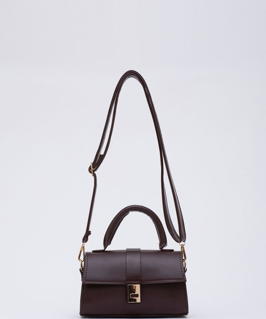 Shk109 Suni Deri Çıtçıtlı Ayarlanabilir Askılı Kadın El, Kol Ve Omuz Çantası U:11 E:19 G:7 cm