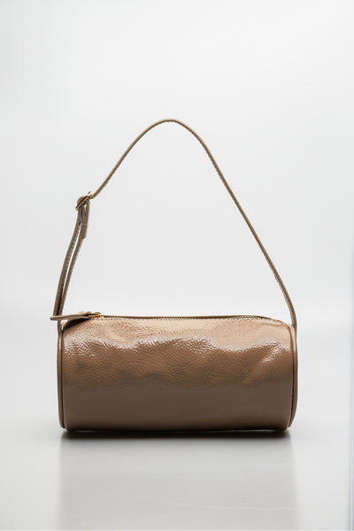 silindir el ve omuz Çantası Kadın fermuarlı - vizon