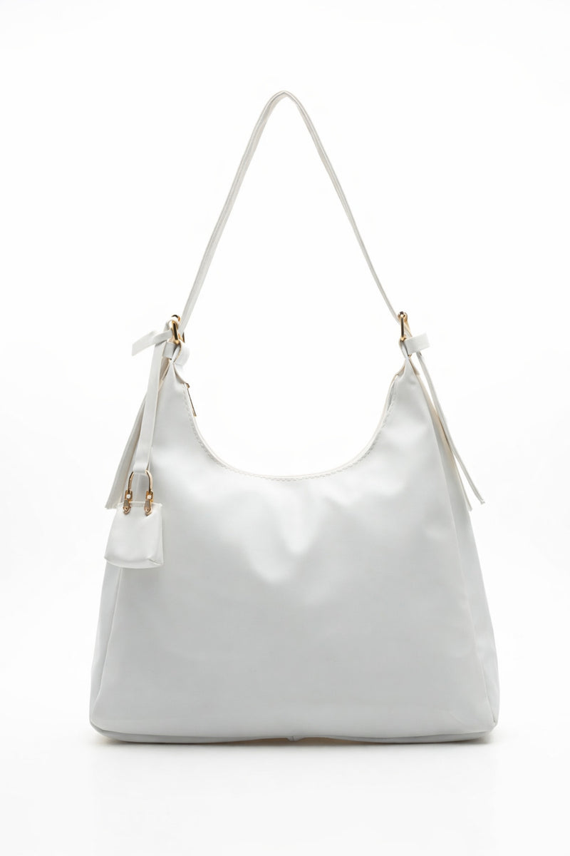 Kadın Omuz Çantası Bordo Salaş Astarlı Fermuarlı Ayarlanabilir charmlı kadın çantası Lisa