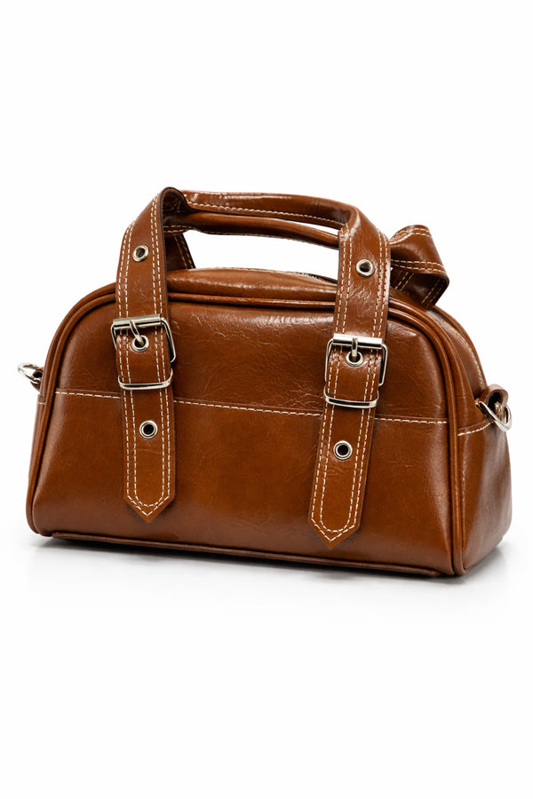 Kahve taba kırışık Dokulu omuz ve el askılı Kadın Çanta KSCH-4079