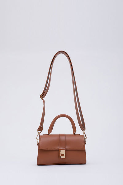 Shk109 Suni Deri Çıtçıtlı Ayarlanabilir Askılı Kadın El, Kol Ve Omuz Çantası U:11 E:19 G:7 cm - taba