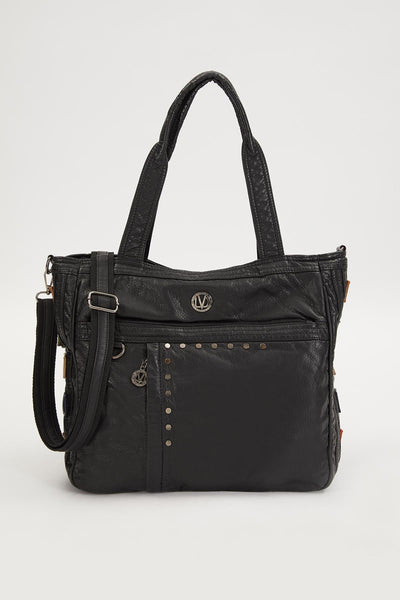 Beyaz Renk Detaylı Omuz Çantası - Siyah