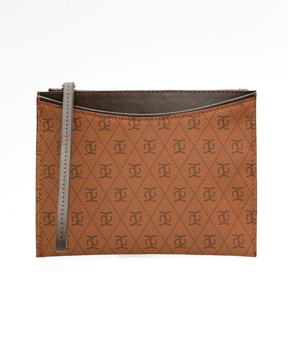 Kadın tabba kahverengi Baskılı Kadın Clutch El Çantası portföy KSCH-4075 - taba