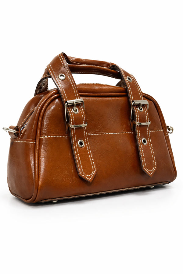 Kahve taba kırışık Dokulu omuz ve el askılı Kadın Çanta KSCH-4079