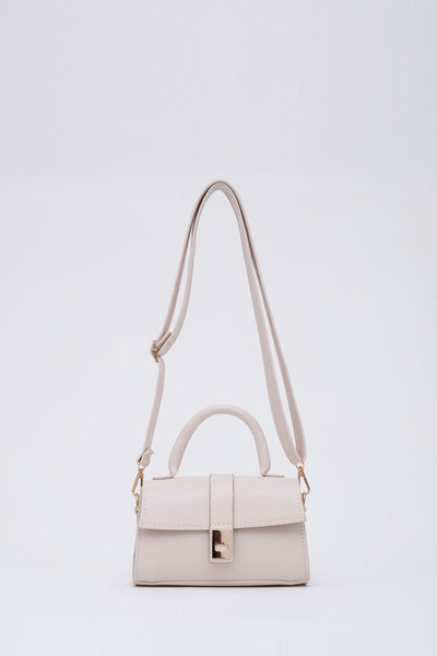 Suni Deri Çıtçıtlı Ayarlanabilir Askılı Kadın El, Kol Ve Omuz Çantası ksch-502 - Krem