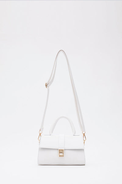 Shk109 Suni Deri Çıtçıtlı Ayarlanabilir Askılı Kadın El, Kol Ve Omuz Çantası U:11 E:19 G:7 cm - Beyaz