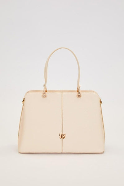 Çift Gözlü Gold Detaylı El Çantası Krem
