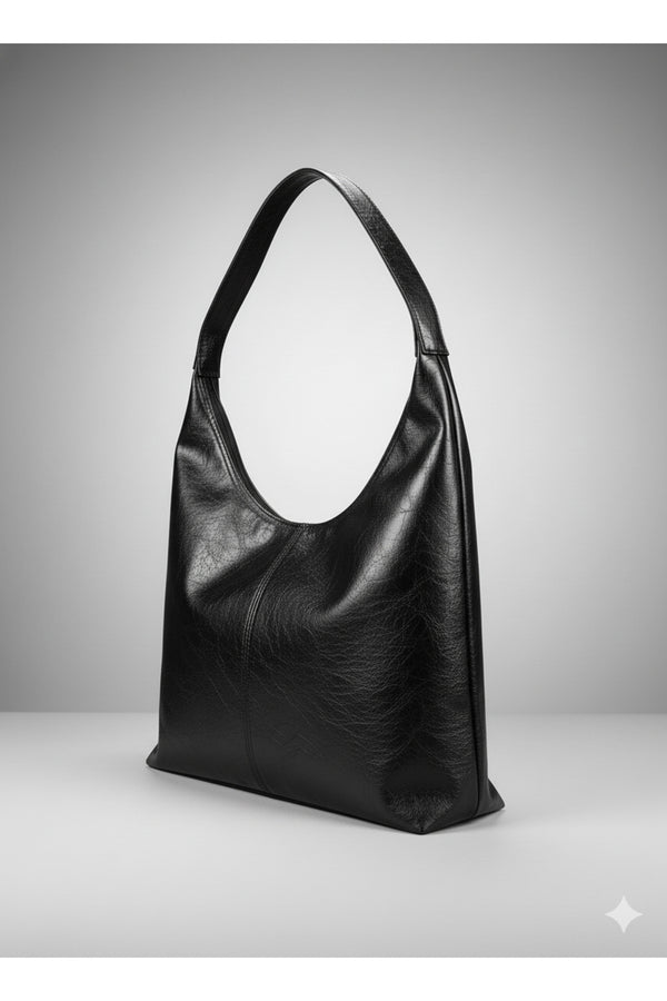 Kadın Omuz Çantası kırışık deri kahve fermuarlı astarlı omuz çantası