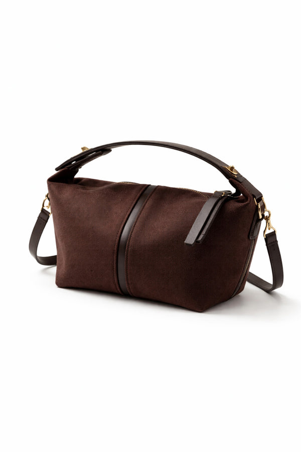 Kadın Omuz Çantası Süet El ve Omuz Lora Acı kahve