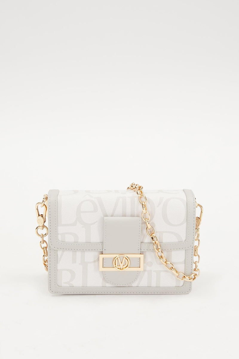 Siyah Yazı Baskılı Zincir Detay Omuz Çantası