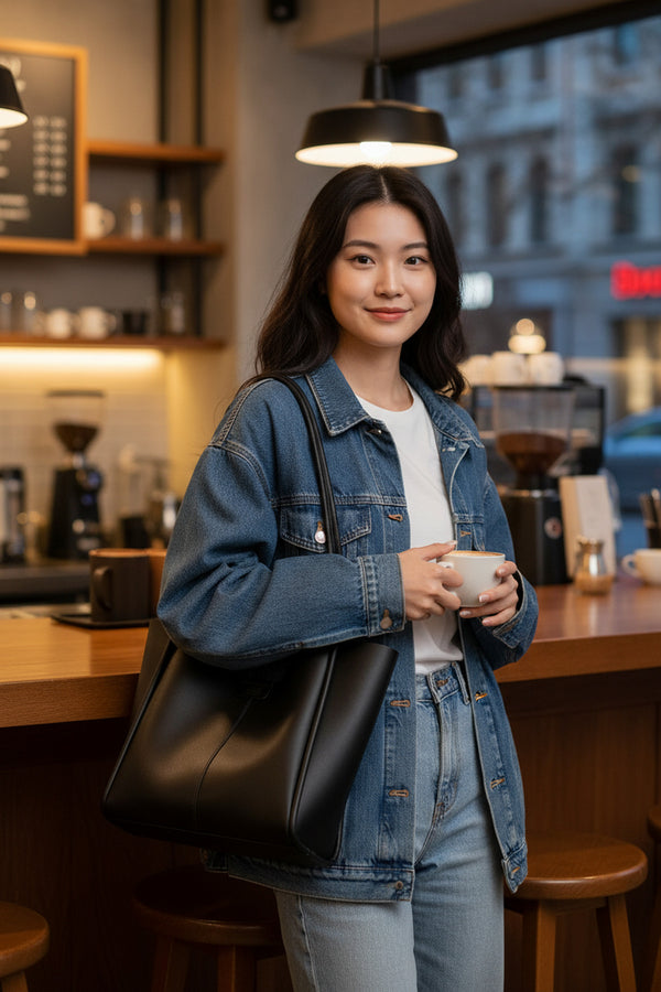 Çıtçıtlı Askılı Suni Deri Makyaj Çantalı Büyük Boy Kadın El ve Omuz Çantası