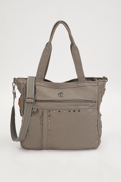 Beyaz Renk Detaylı Omuz Çantası - Gri