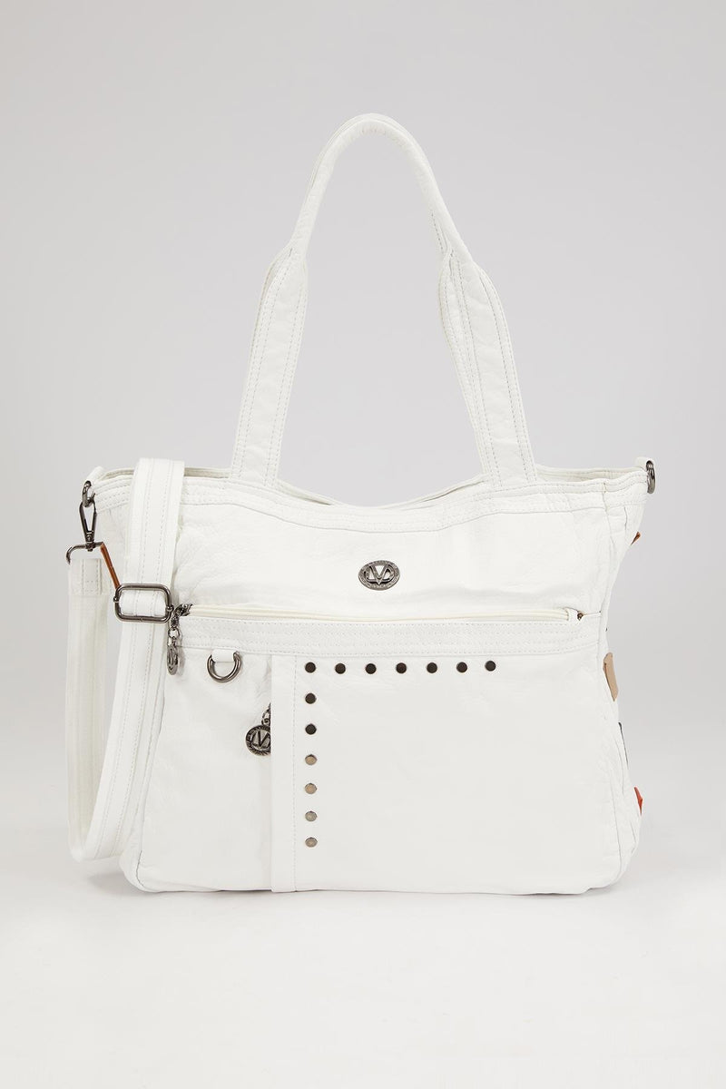 Beyaz Renk Detaylı Omuz Çantası