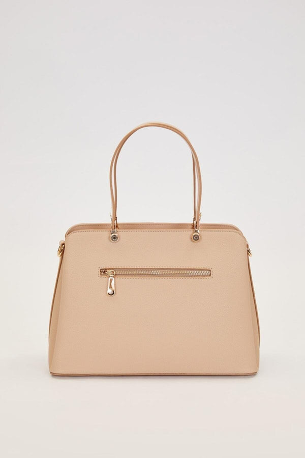 Kadın Çantası - Vizon Çift Gözlü Gold Detaylı El ve Omuz Çantası 930931 - Görsel 3