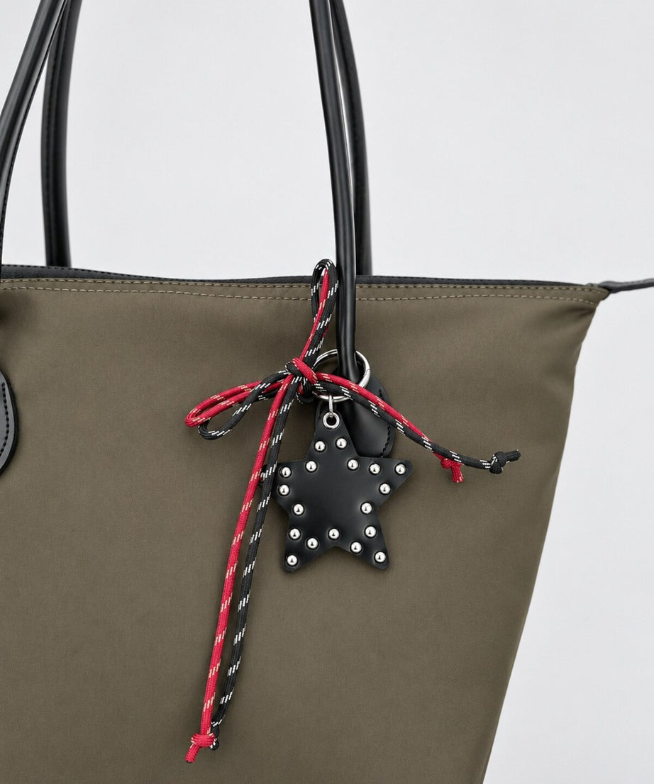 Kadın Süslemeli Fermuarlı Shopper Omuz Çantası - HAKİ