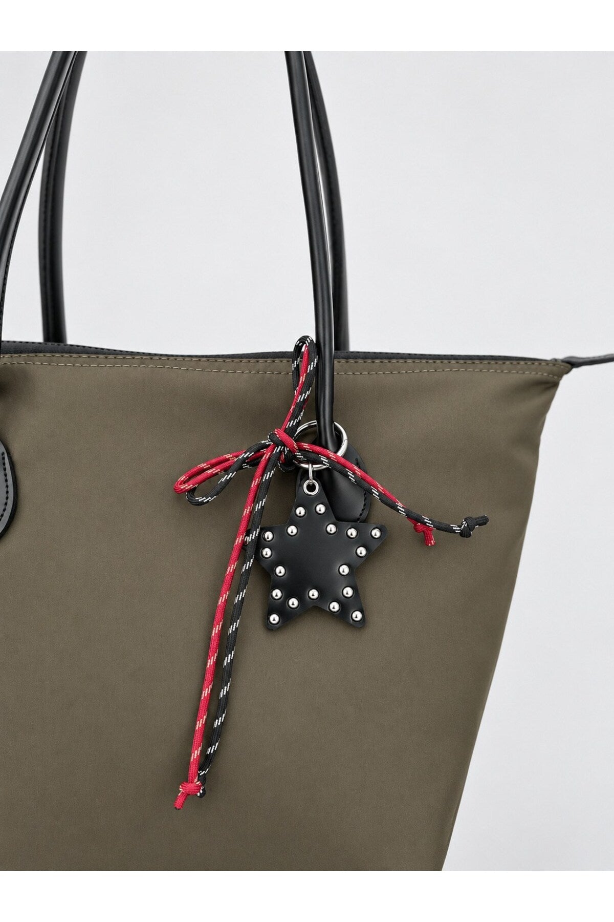 Kadın Süslemeli Fermuarlı Shopper Omuz Çantası - HAKİ