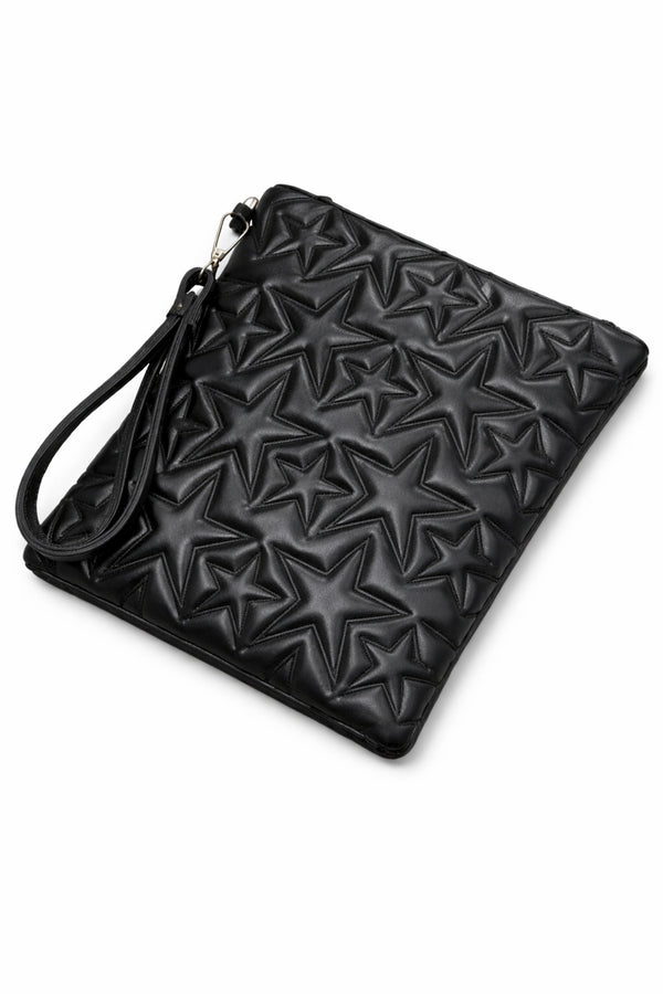 Siyah Yıldız Desenli Nakış işlemeli Portföy Çanta Askılı El Çantası CARLA– KSCH-4083