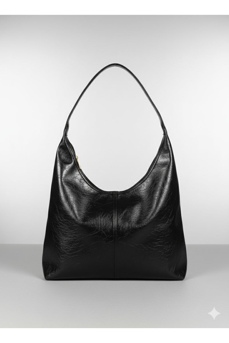 Kadın Omuz Çantası kırışık deri kahve fermuarlı astarlı omuz çantası