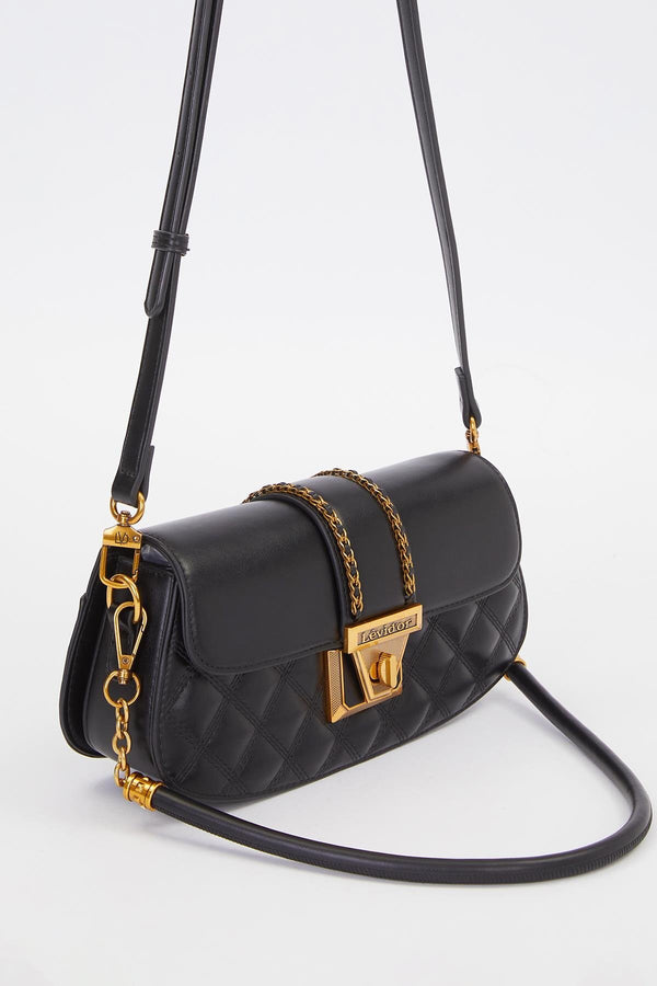 Siyah Oval Kapitone Desen Omuz Çantası - Görsel 3