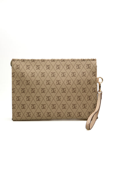 Kadın Baskılı Kadın Clutch El Çantası portföy ponny 2li Siyah Vizon KSCH-4076 - Ekru