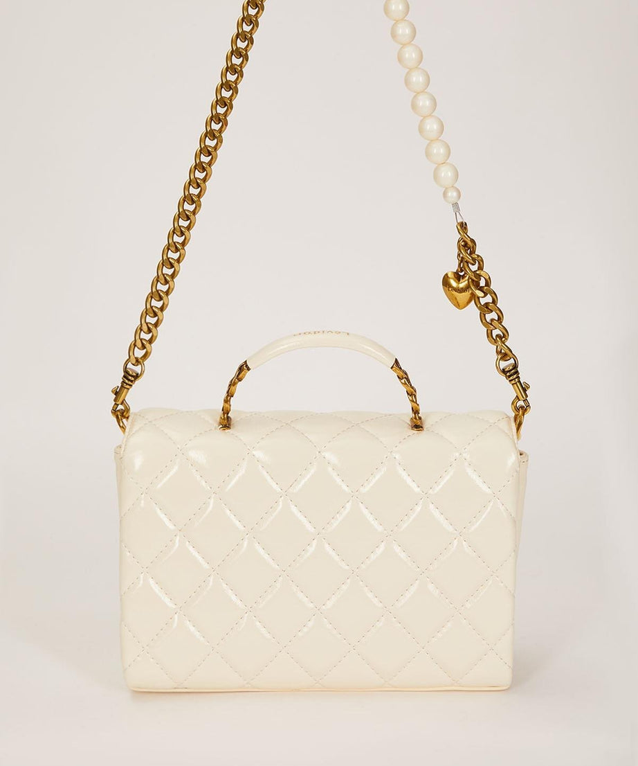 Beyaz İnci Ve Kalp Aksesuar Detaylı Omuz Çantası - Görsel 4