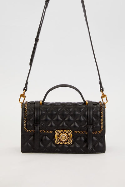 Siyah Kemer Detaylı Omuz Çantası - Siyah