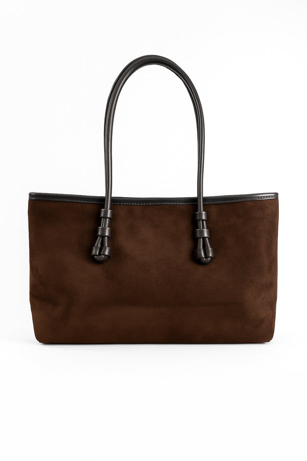 Kadın Tote Çanta siyah Örgülü siyah süet çanta