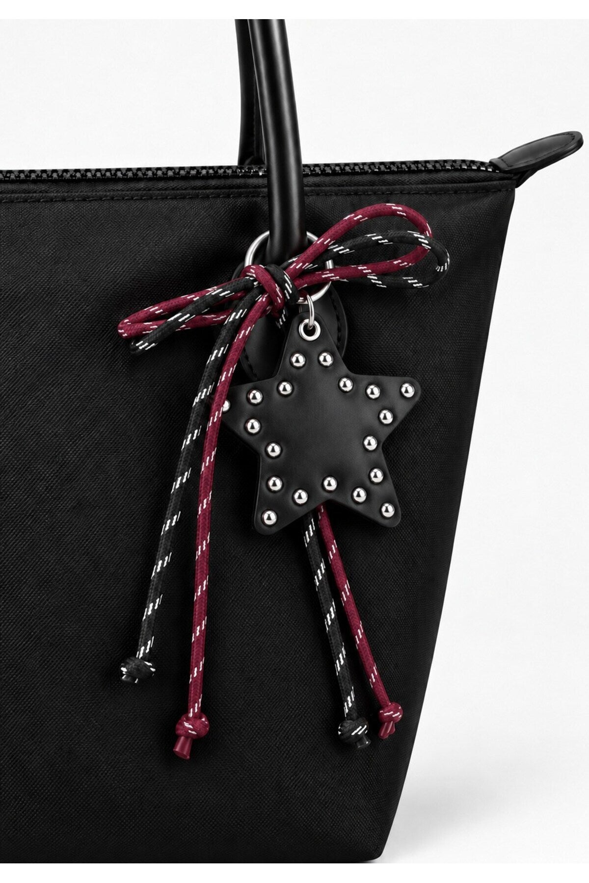 Kadın Süslemeli Fermuarlı Shopper Omuz Çantası - SİYAH