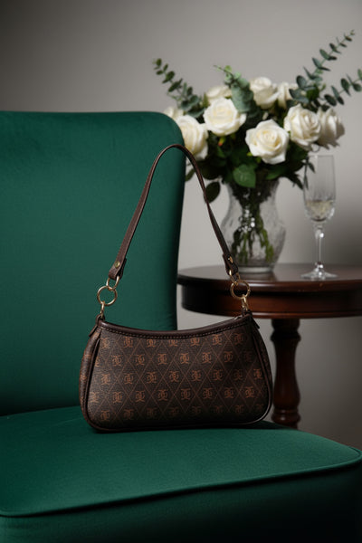 Monogram Baget & Çapraz Çanta – Suni Deri, Metal Aksesuarlar, Kahverengi - Kahverengi