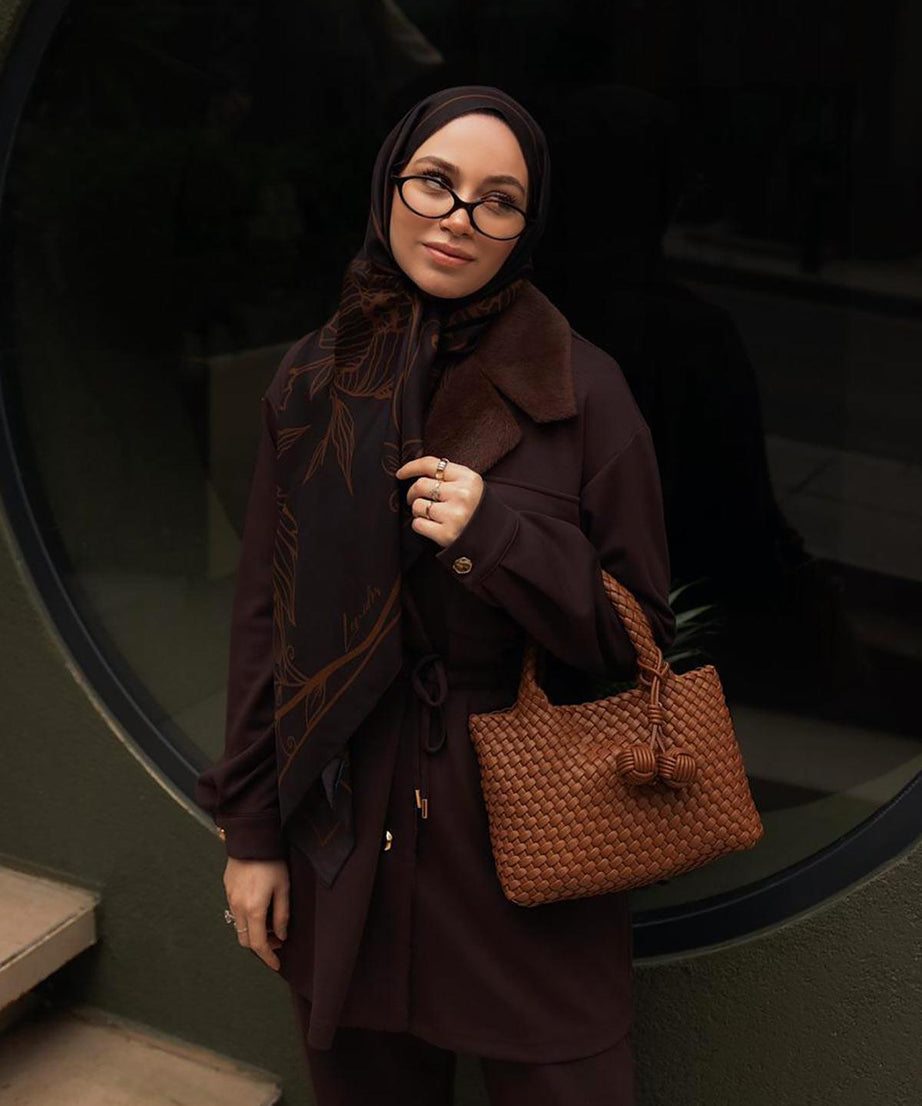 Krem Charmlı Örgü Model El Çantası - Görsel 13