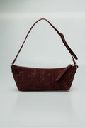 Örgü Desenli Mini Omuz Çantası Ayarlanabilir Askılı, Fermuarlı Kadın Çanta