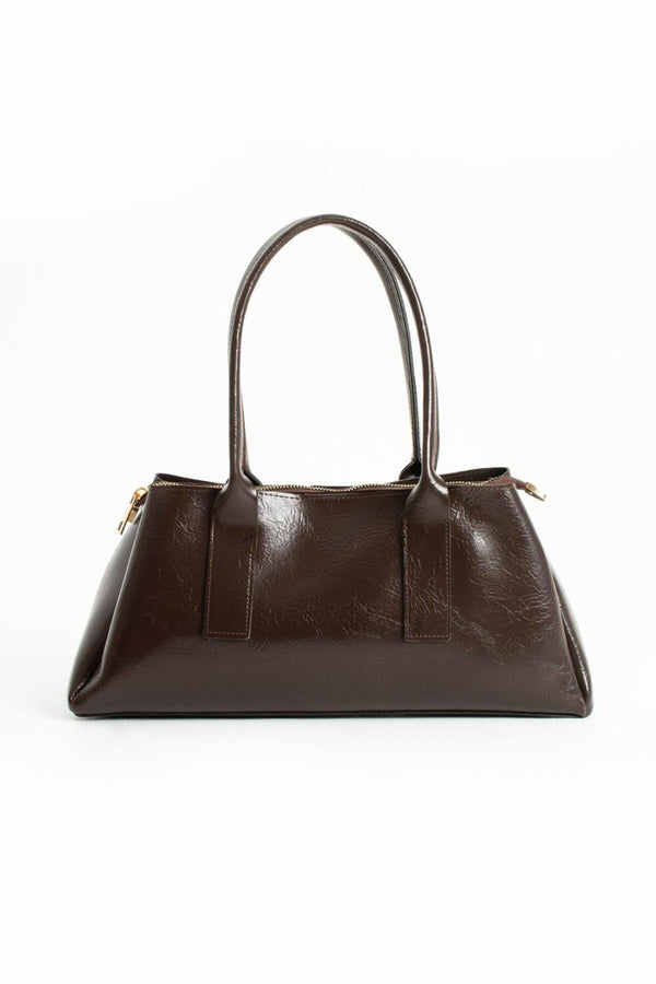 Kadın Siyah Kırışık Dokulu Suni Deri Omuz çanta fermuarlı 3 Bölmeli Günlük Belly KSCH-4082