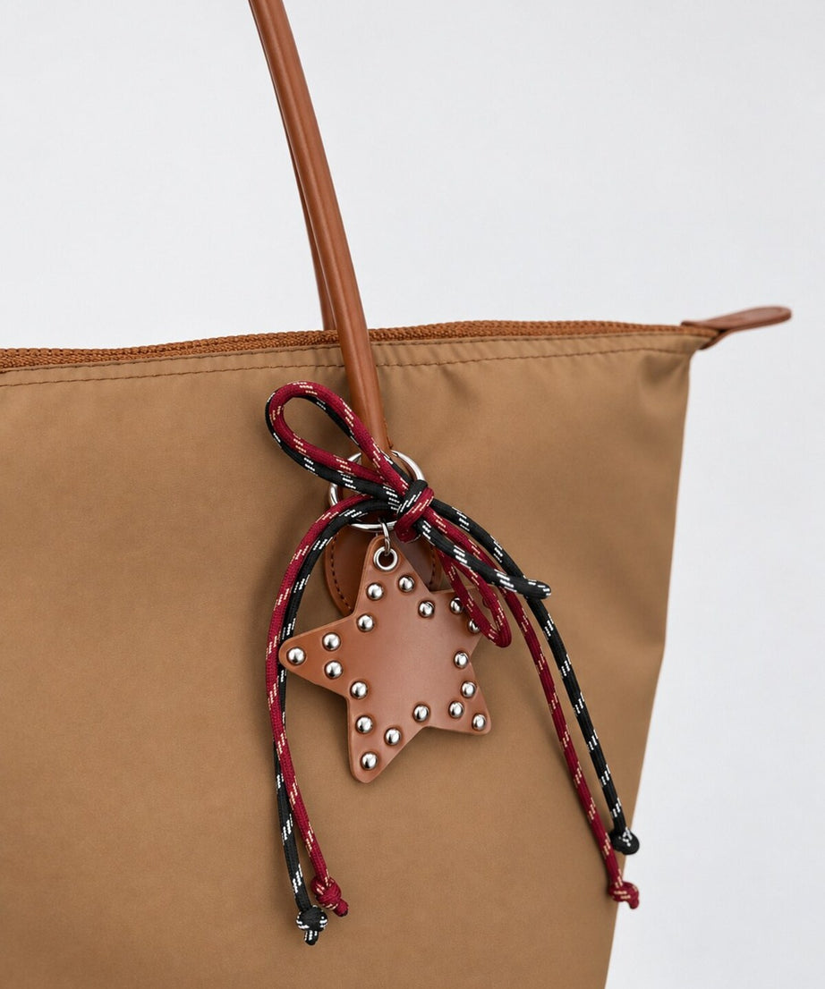 Kadın Süslemeli Fermuarlı Shopper Omuz Çantası - TABA