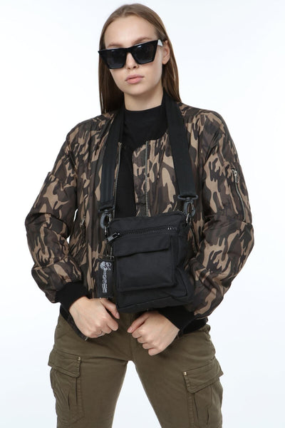 Unisex Siyah Spor Askılı Omuz Çantası - düz Siyah