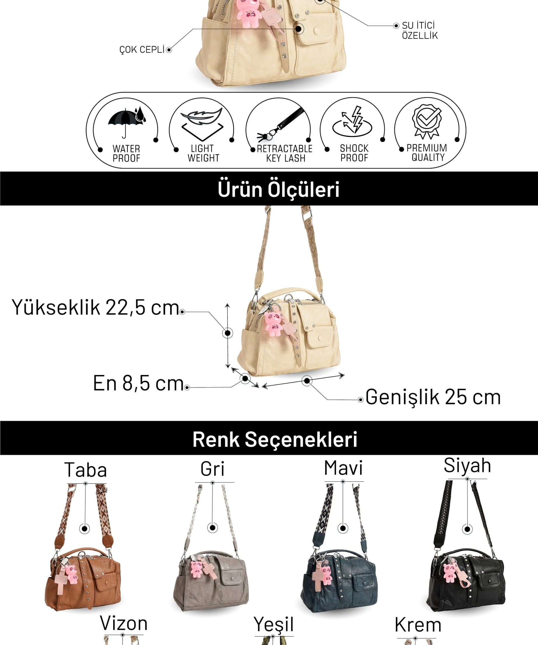 Suni Deri Omuz Çantası anahtarlık hediyeli (Model: 571-13-17E)