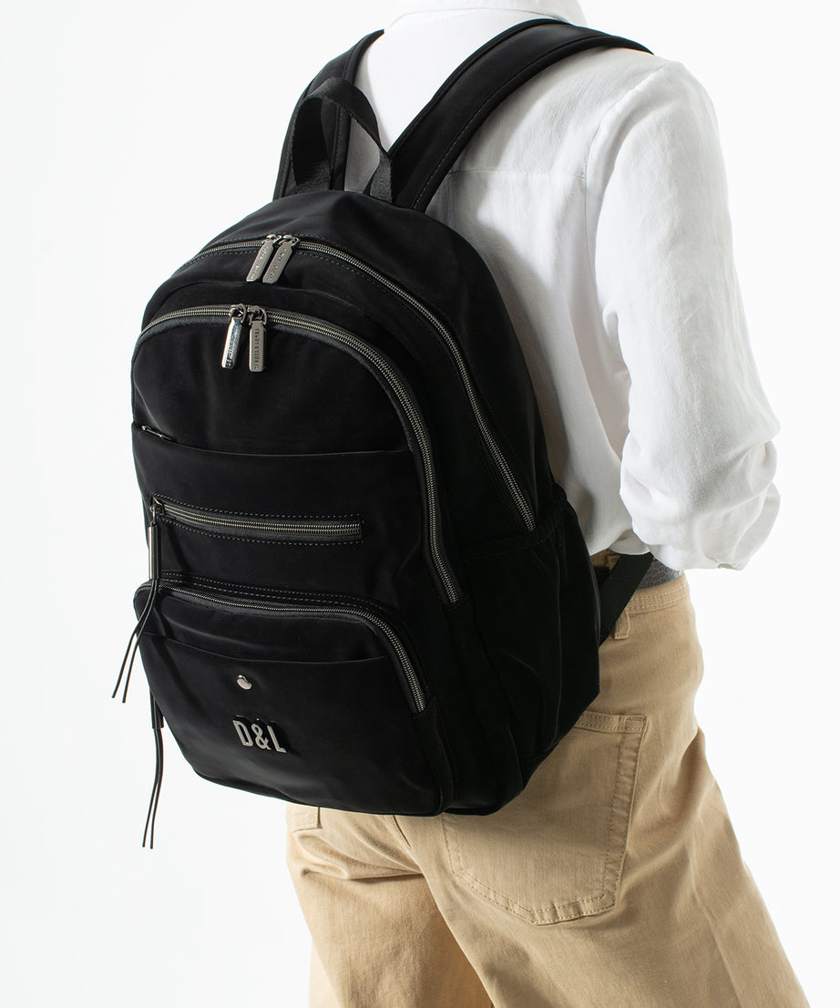 Dakota-L Çok Bölmeli Yumuşak Dokulu Kumaş Sırt Çantası Siyah