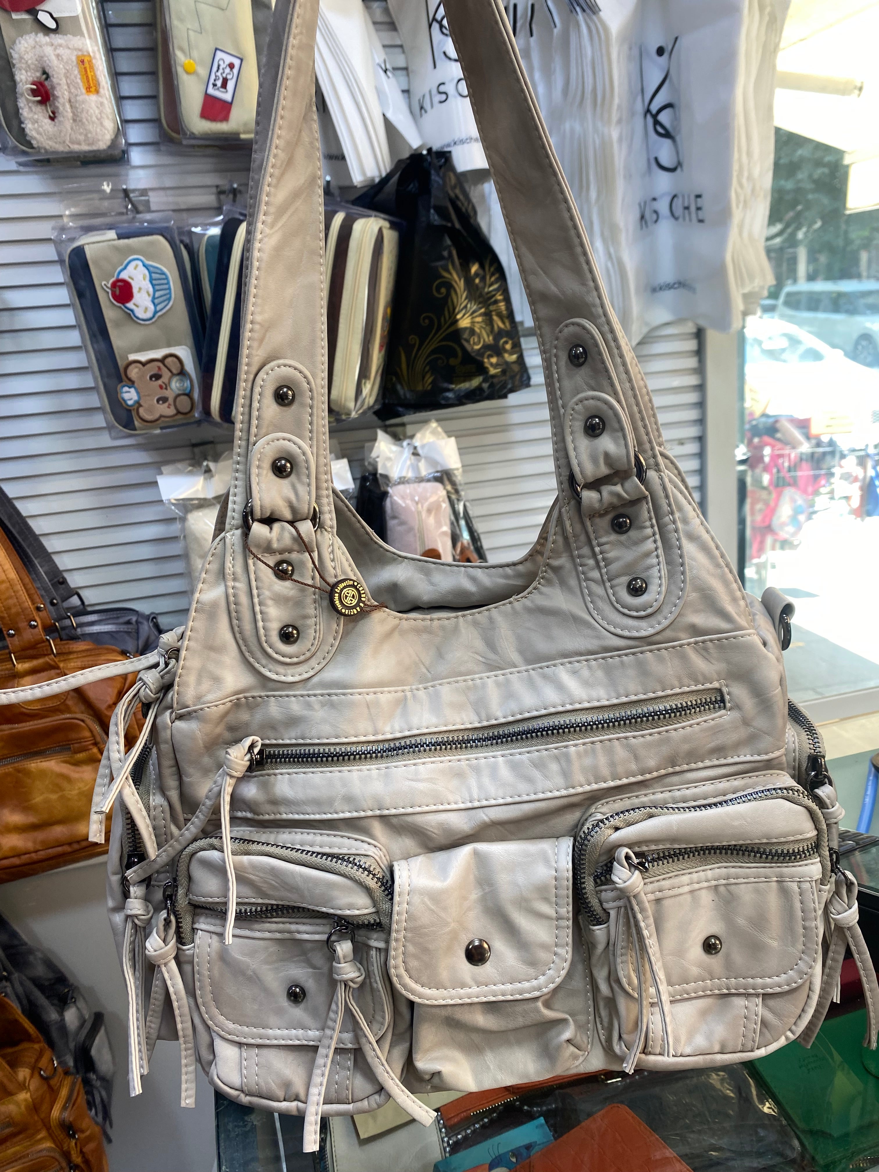 Hafif Çok Gözlü Yumuşak  Yıkama deri çapraz askılı retro detaylı Angel kavi-A022