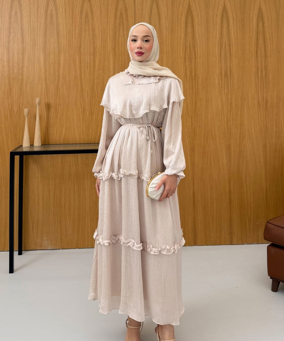 Büzgü Detaylı Saten Kıraş Elbise KSCH-26011