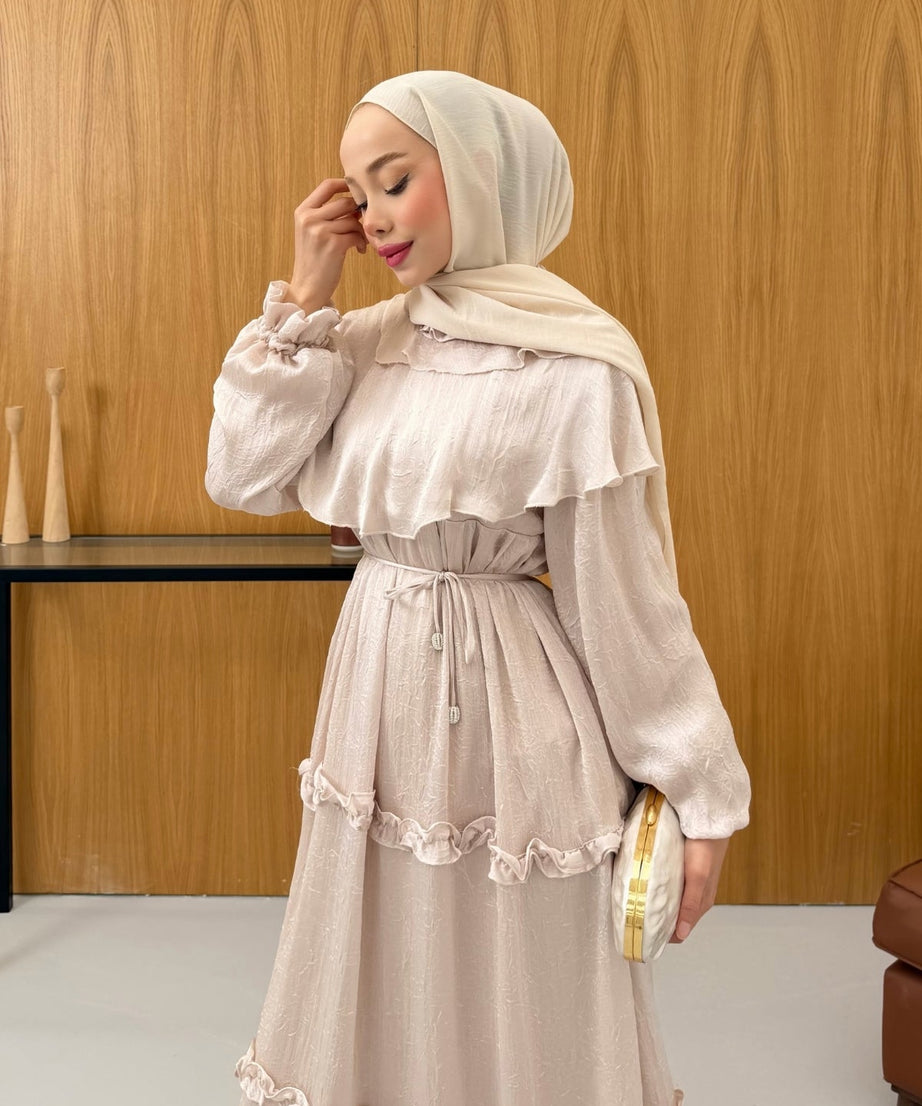 Büzgü Detaylı Saten Kıraş Elbise KSCH-26011