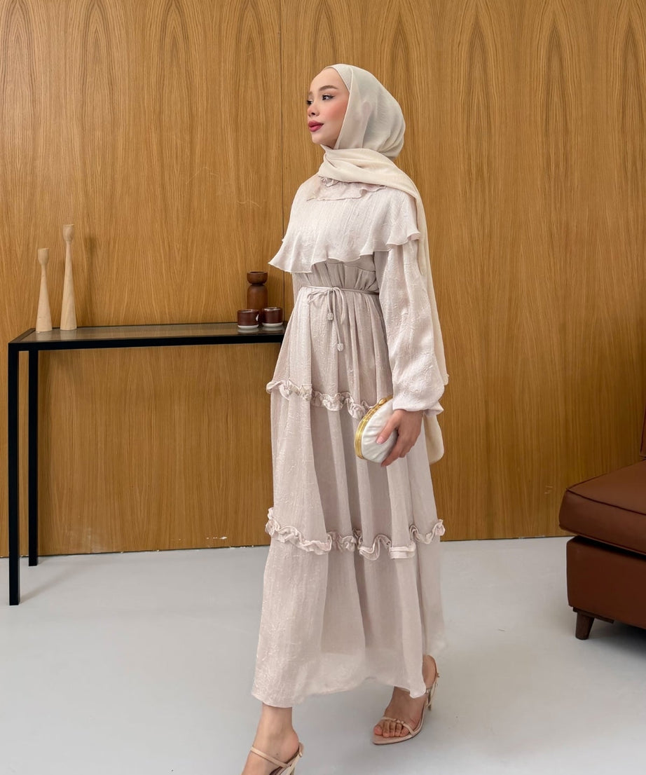 Büzgü Detaylı Saten Kıraş Elbise KSCH-26011