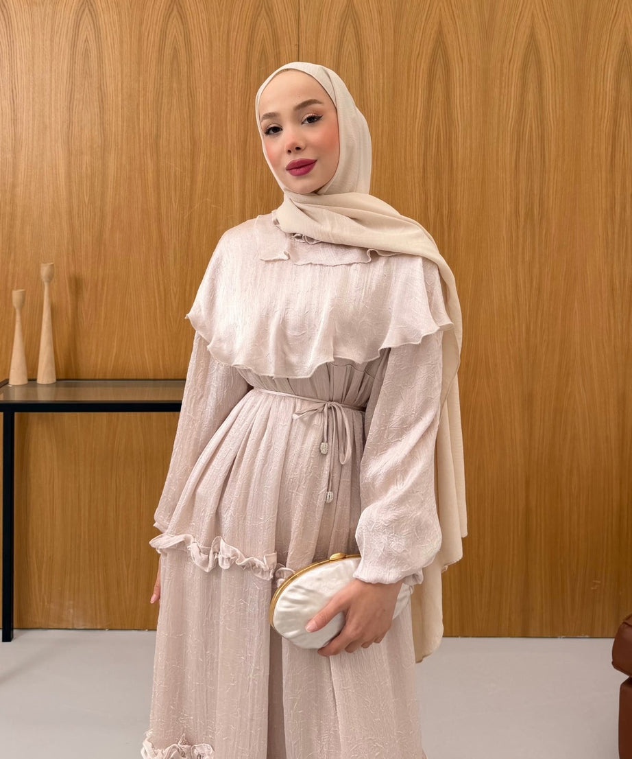 Büzgü Detaylı Saten Kıraş Elbise KSCH-26011