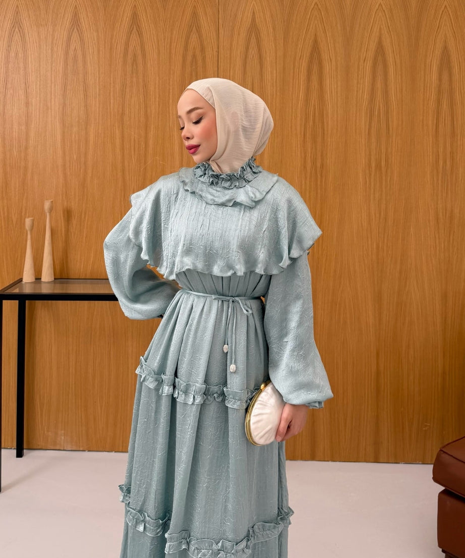 Büzgü Detaylı Saten Kıraş Elbise KSCH-26011