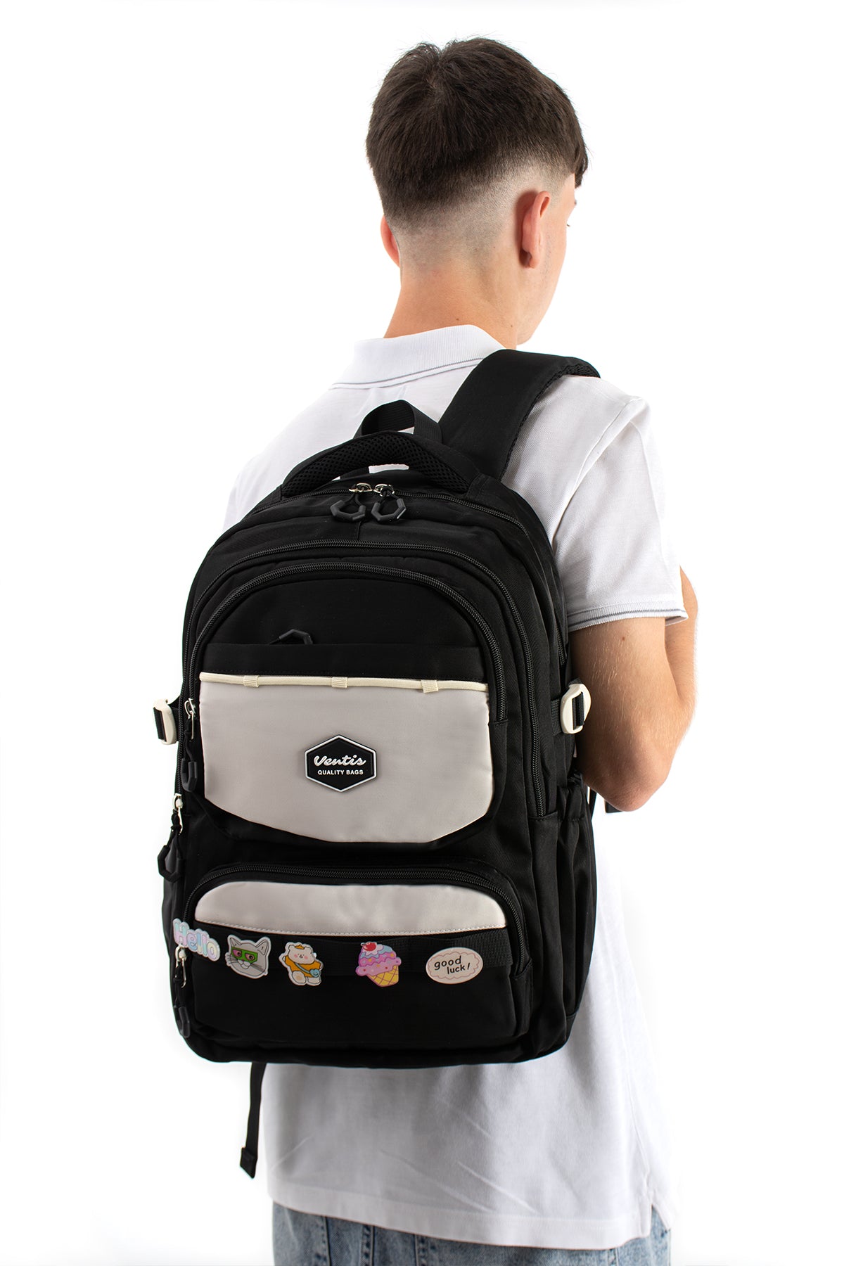 Ultra Hafif Su Geçirmez Çok Cepli Sırt Çantası Unisex Kore Stil  VNT-1-1B