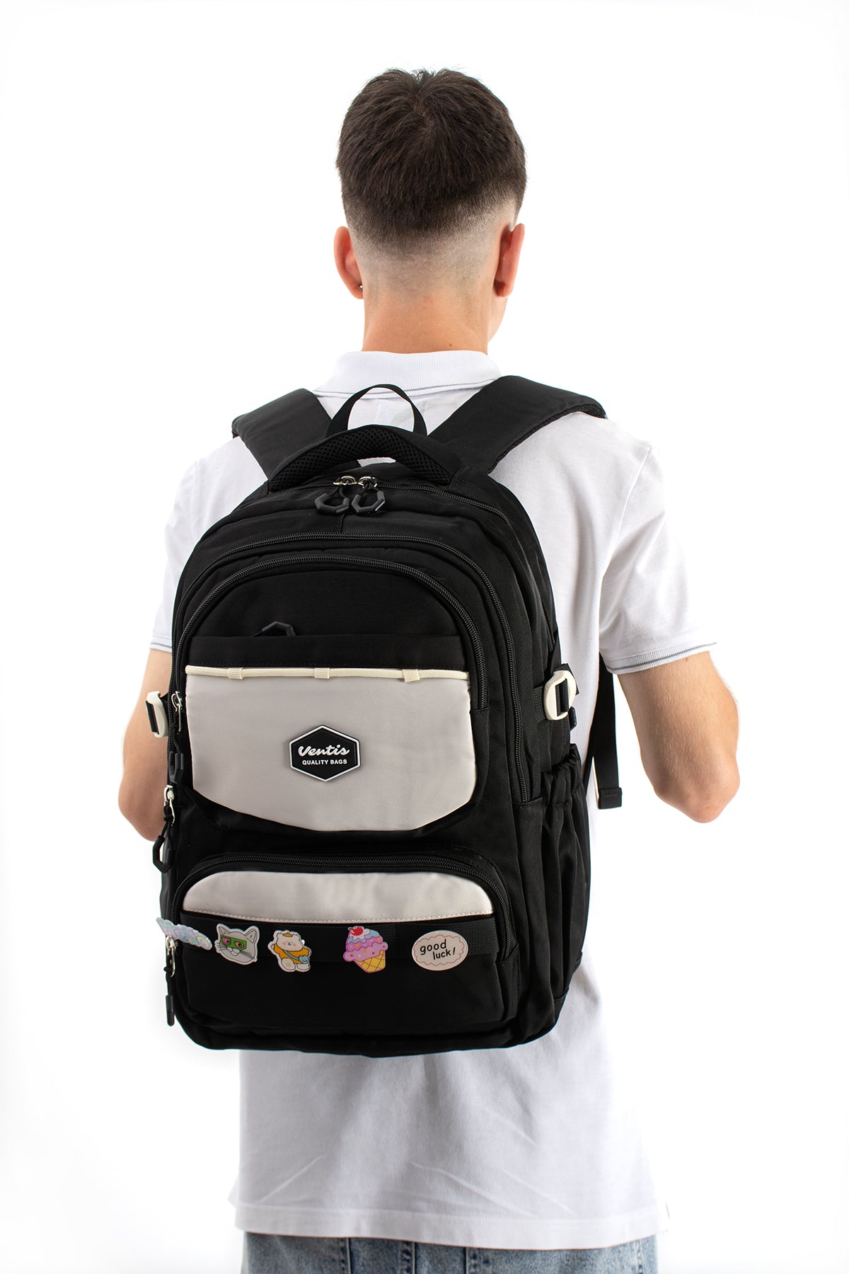 Ultra Hafif Su Geçirmez Çok Cepli Sırt Çantası Unisex Kore Stil  VNT-1-1B