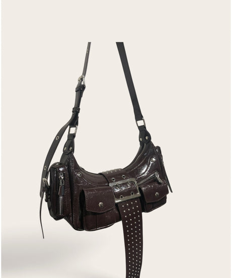 Kische İthal Biker Model Omuz Çantası B38014 - KAHVE