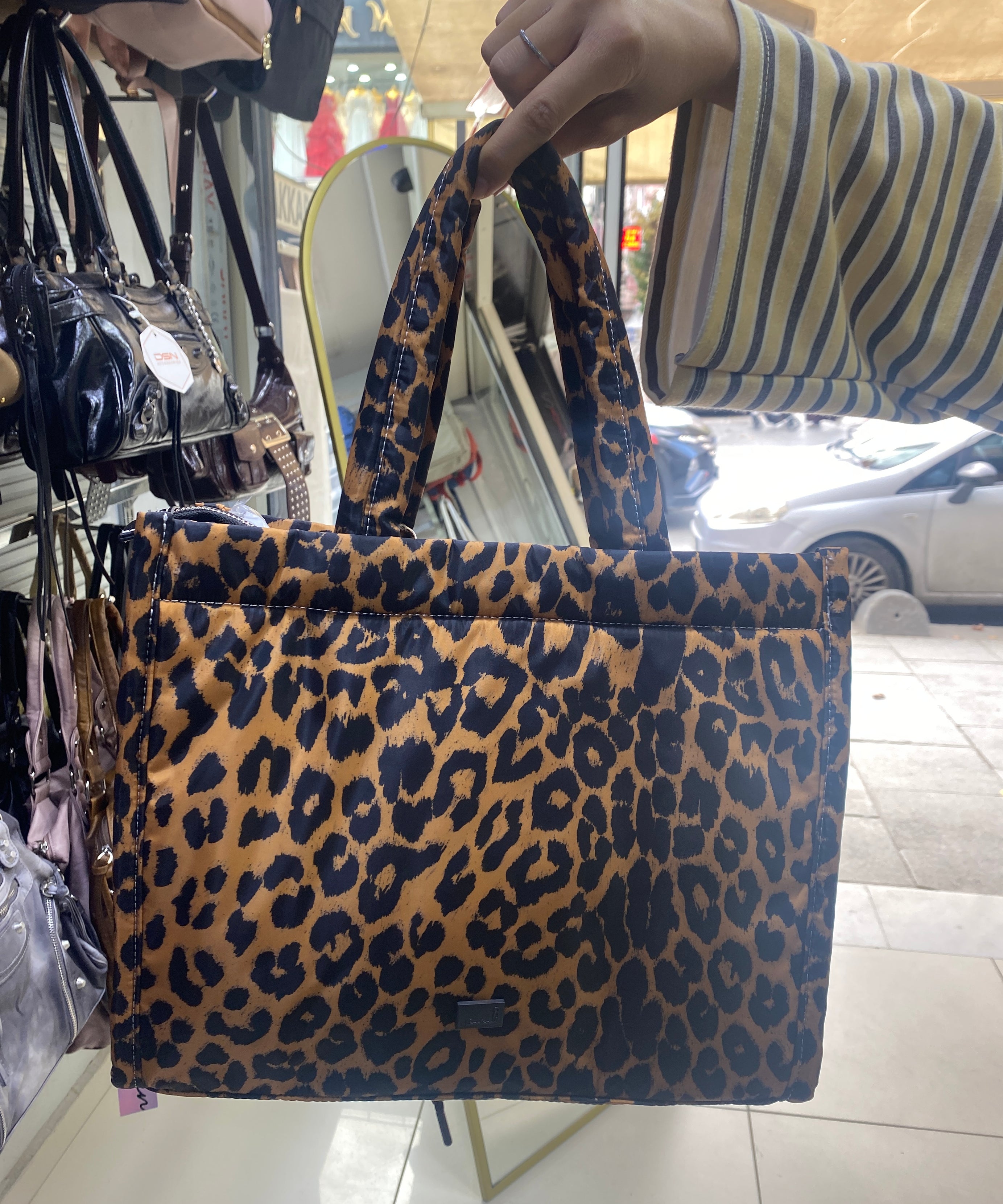 ÇÇS 18620 Kapitone Shopper Çanta - KAHVE LEOPAR